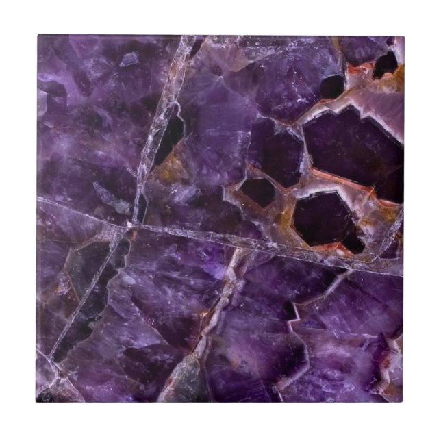 Lila Ametyst Quartz Crystal Print Ceramic Tile Kakelplatta (Framsidan)