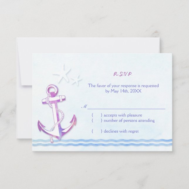 Lila Anchor Nautical Beach WedOSA OSA Kort (Framsida)