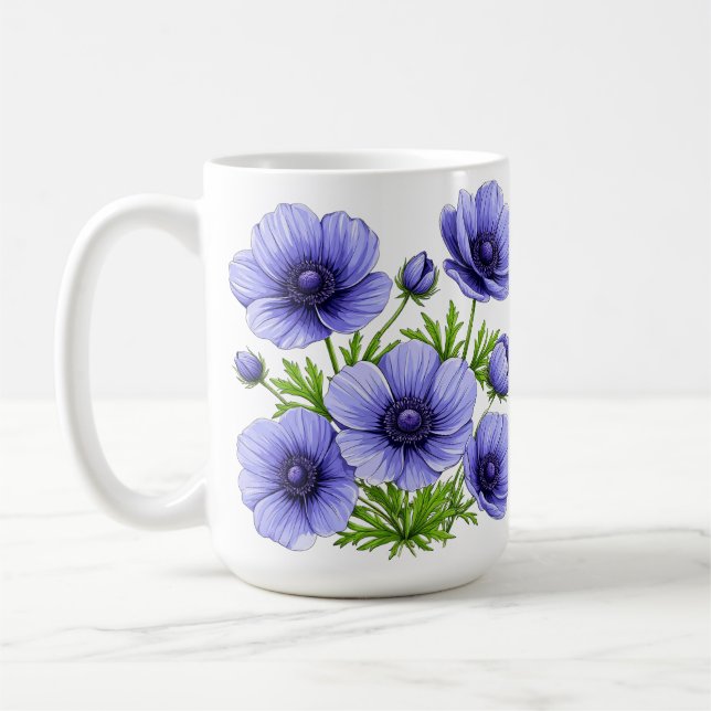 Lila Anemonbukett Kaffemugg (Vänster)