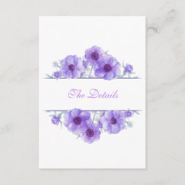 Lila anemone blommigt bröllop QR-kod Tilläggskort