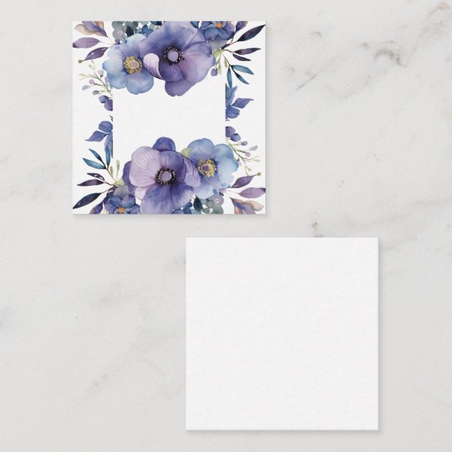 Lila Anemone Blommigt Gräns Anteckningskort (Fram/baksida)