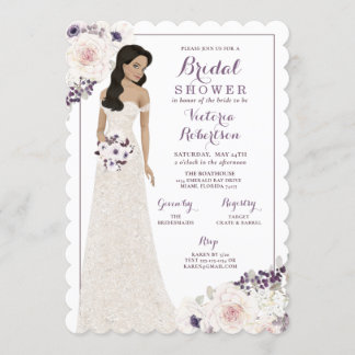 Lila Anemone Bride in Gown Möhippa Inbjudningar