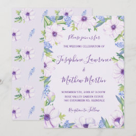 Lila Anemone Hyacinth Vår bröllop inbjudningar