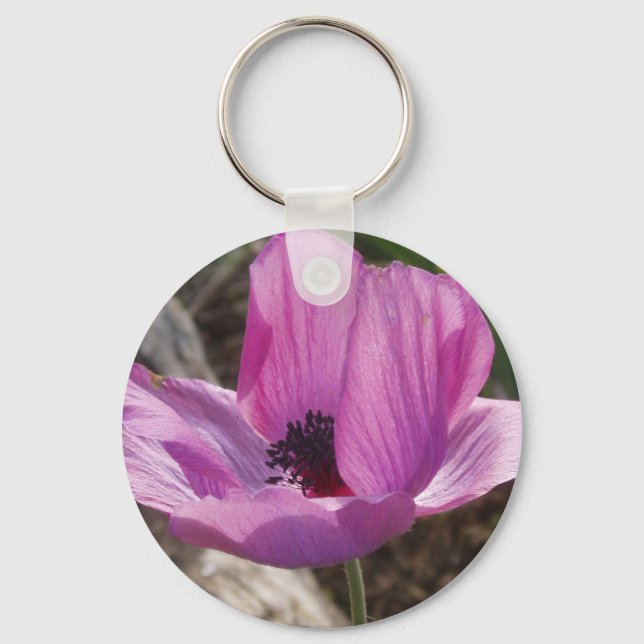 Lila Anemone Keychain Nyckelring (Framsida)