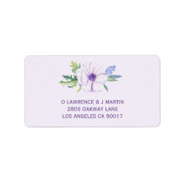 Lila Anemone och Hyacint Vår Blommigt Adressetikett