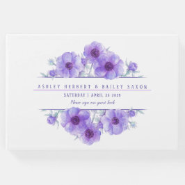 Lila Anemone vattencolor bröllop gäst bok