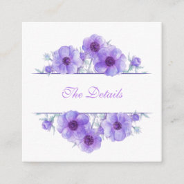 Lila anemoneblomma wedding detaljer QR-kod Tilläggskort