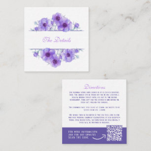 Lila anemoneblomma wedding detaljer QR-kod Tilläggskort