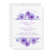 Lila-anemonfärgat vattenfärgsfoto bröllop-blommigt