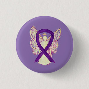 Lila Angel Awareness Ribbon Anpassningsbar Art Sti Knapp