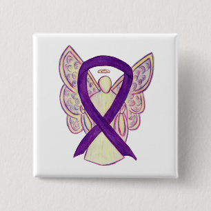 Lila Angel Awareness Ribbon Anpassningsbar Art Sti Knapp