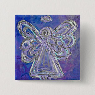 Lila Angel Button Pin Knapp