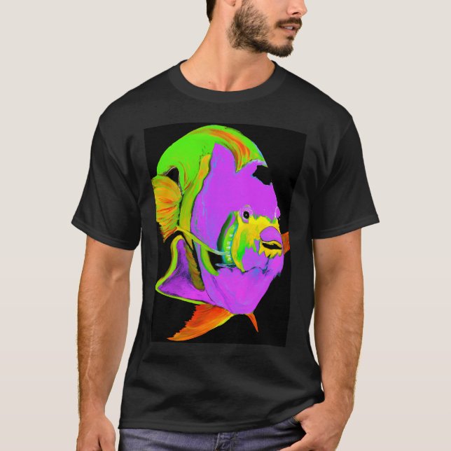 Lila ängel fisk abstrakt t shirt (Framsida)