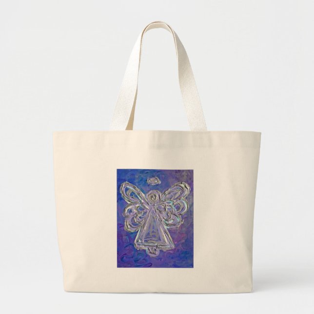 Lila Angel Tote Bag Jumbo Tygkasse (Framsidan)