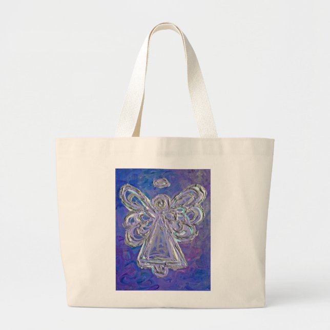 Lila Angel Tote Bag Jumbo Tygkasse (Framsidan)