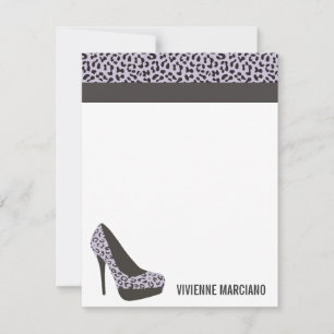 LILA ANIMAL-TRYCK   PERSONLIG FLAT NOTECARD ANTECKNINGSKORT