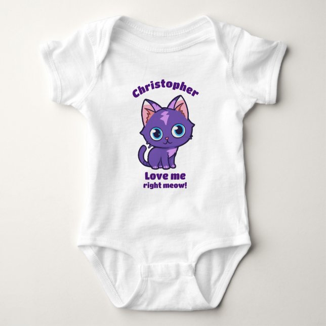 Lila Anime Cat Vector Art Baby Bodykostym T Shirt (Framsida)