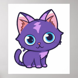 Lila Anime Cat Vector Art Poster