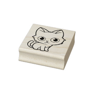 Lila Anime Cat Vector Art Stämpel
