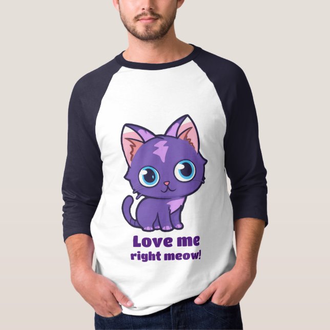 Lila Anime Cat Vector Art T-Shirt (Framsida)