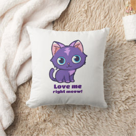 Lila Anime Cat Vector Art White Kudde