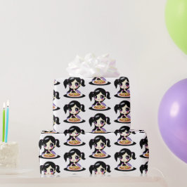 Lila Anime Girl's Pizza Party Birthday Presentpapper