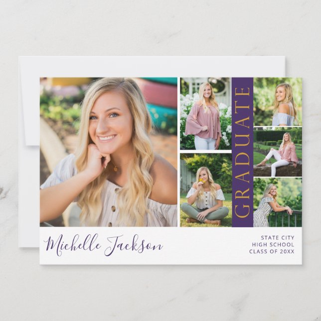 Lila Announce i Photo Studenten 6 Inbjudningar (Framsida)