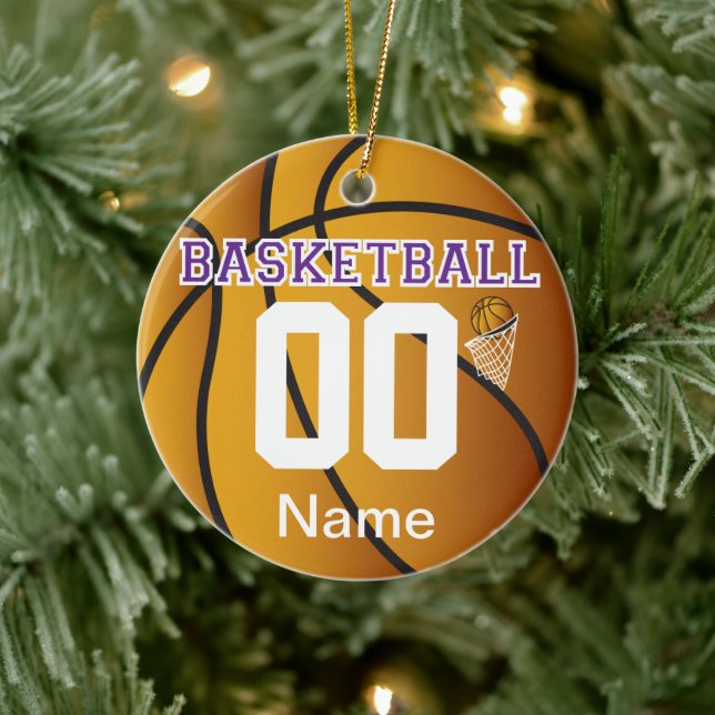 Lila Anpassa Basketboll nummer Ornament (Träd)