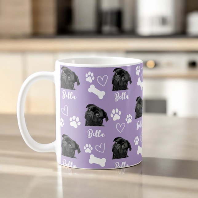 Lila Anpassningsbar Kärlek Paw Skriv ut Hund älska Kaffemugg (Skapare uppladdad)