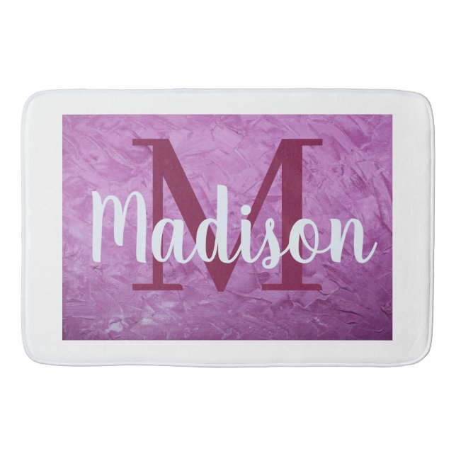 Lila Anpassningsbar Marble Monogram Personlig Badrumsmatta (Framsidan)