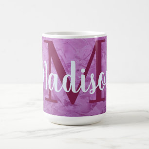 Lila Anpassningsbar Marble Monogram Personlig Kaffemugg