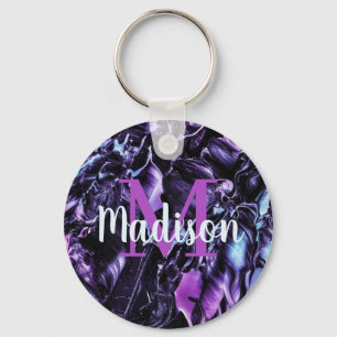 Lila Anpassningsbar Marble Namn Gift Personlig Nyckelring