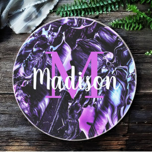Lila Anpassningsbar Marble Namn Gift Personlig Underlägg