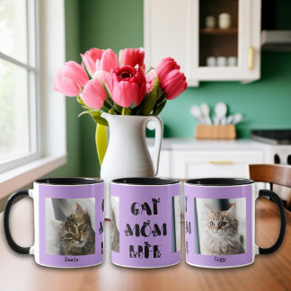 Lila Anpassningsbar Photo Cat Mamma Life Mors dag Mugg