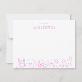 Lila anteckning från söt hund djur skiss antecknin anteckningskort