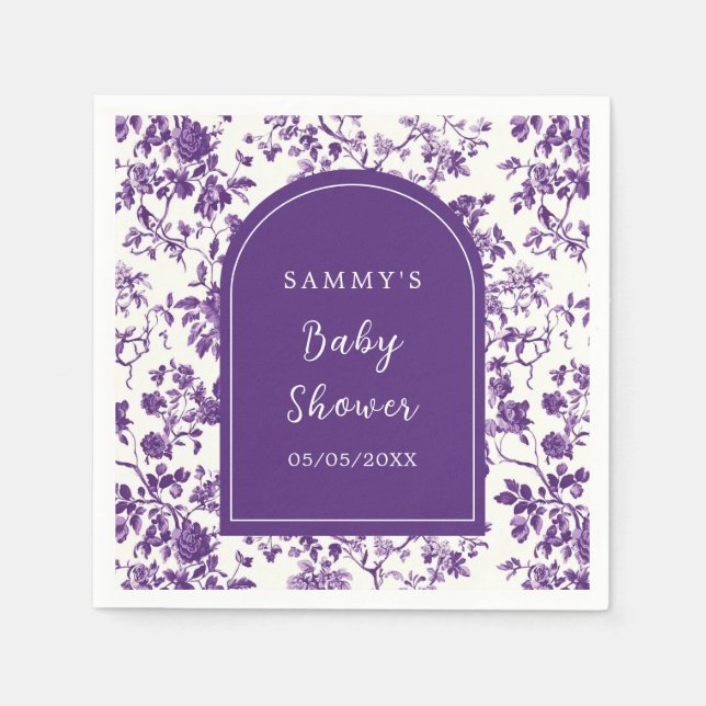 Lila Antik Chinoiserie Baby Shower Pappersservett (Framsidan)