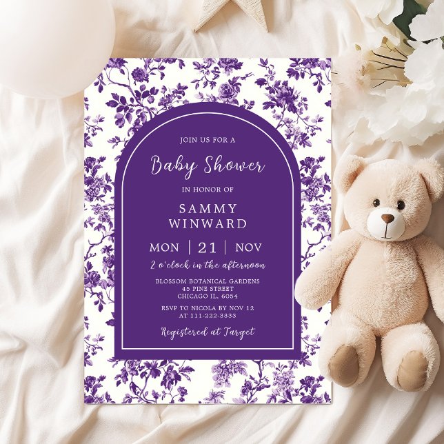 Lila Antique Chinoiserie Baby Shower Inbjudningar (Skapare uppladdad)