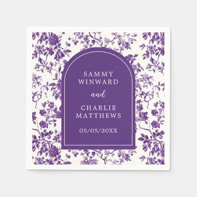 Lila Antique Chinoiserie Bröllop Pappersservett (Framsidan)