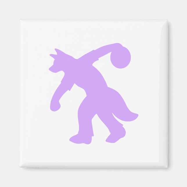 Lila Antropomorf Hund Bowling Magnet 0002 (Framsidan)