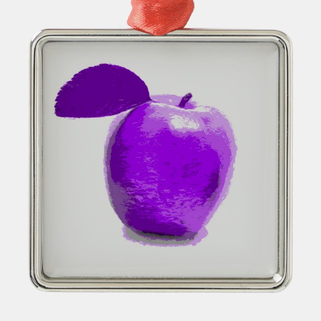 Lila Apple-målning Art Ornaments Julgransprydnad Metall (Framsidan)