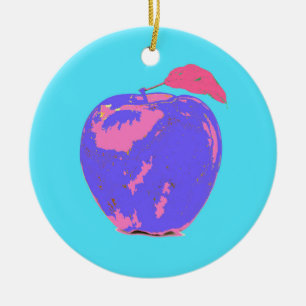 Lila Apple Pop Art Julgransprydnad Keramik