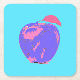 Lila Apple Pop Art Underlägg Papper Kvadrat