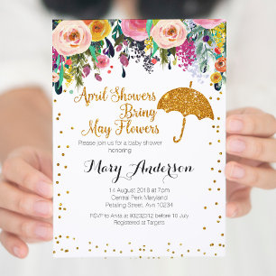 Lila April Showers Baby Shower-inbjudan Inbjudningar