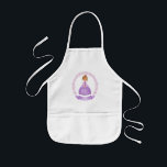 Lila Apron Kids Barnförkläde<br><div class="desc">En söt brun prinsessa i en lila glatt klänning dekorerar den här plattan. Anpassa det med dina flickor namn. En bra gåva till en flickfödelsedag eller jul. Designad av Blackberry Boulevard.</div>