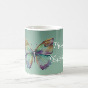 Lila Aqua Blue Guld Mint Butterflies Kaffemugg