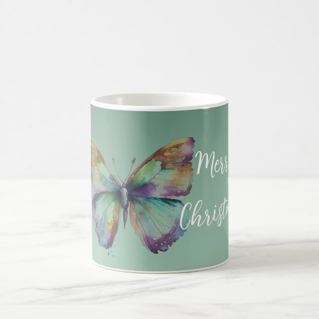 Lila Aqua Blue Guld Mint Butterflies Kaffemugg (Center)
