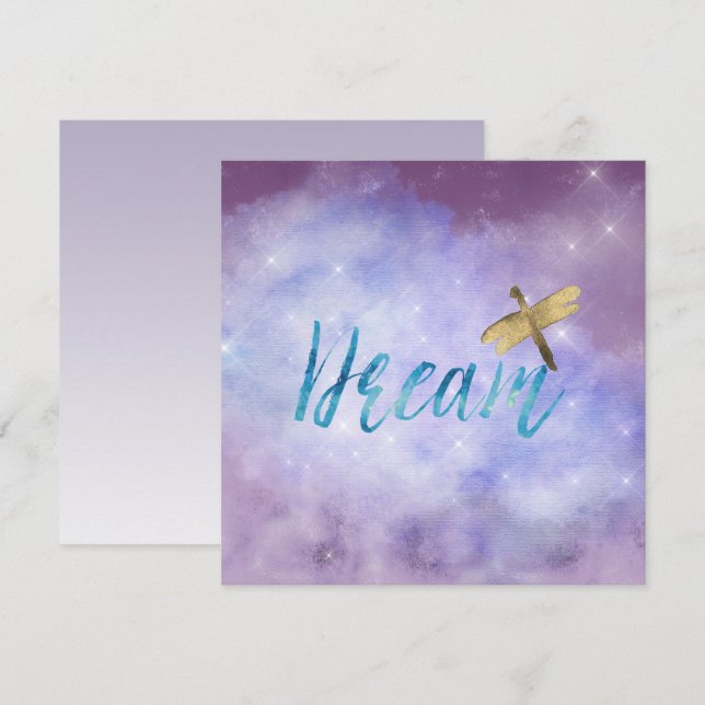 Lila Aqua Dream Guld Dragonfly (Fram/baksida)