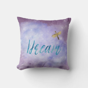 Lila Aqua Dream Guld Dragonfly Kudde