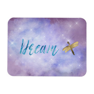 Lila Aqua Dream Guld Dragonfly Magnet