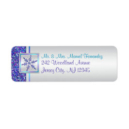 Lila Aqua Glitter Snowflake Return-adressetikett Returadress Etikett